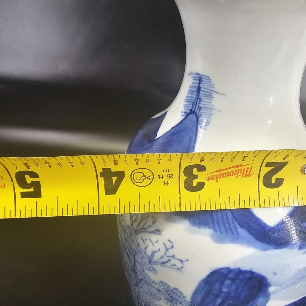 19th Century Japanese blue white vase hand painted decorative